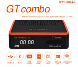 GTMEDIA 10Bit Satellite Receiver, GT Combo Android 9.0 TV BOX 2GB RAM 16GB ROM Quad Core 3D 4K Ultra 4K Dual WiFi 2.4/5 GHz Smart TV BOX DVB-S2X/T2/C