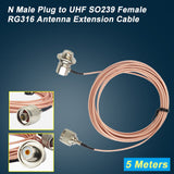 N Male Plug to UHF SO239 Female Low Loss Cable Right Angle RG-316 for Car Mobile Ham Radio Antenna Extension Cable 5 Meters