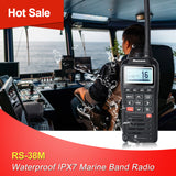 RS-38M Marine Transceiver VHF Band GPS Two Way Radio IPX7 Waterproof Walkie Talkie