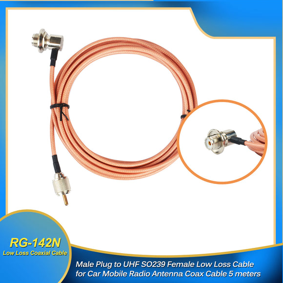 N Male Plug to UHF SO239 Female Low Loss Cable RG-142 for Car Mobile Radio Antenna Coax Cable 5 meters