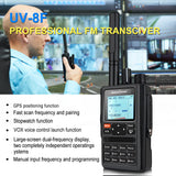 Professional FM Transceiver UV-8F GPS Location All Bands(136-520MHz) 1.77’ LCD 999CH Two Way Radio
