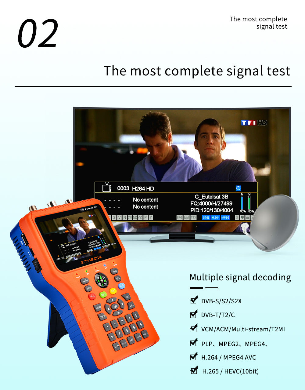 GTMEDIA V8 Finder Pro Digital Satellite Signal Finder DVB-S2X/S2/S/T2/ –  SOCOTRAN Professional TWO WAY RADIO