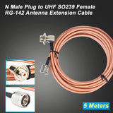 RG-142 UHF PL-259 Male to SO-239 UHF Female 50ohm Coax Low Loss Jumper RF Cable 5m