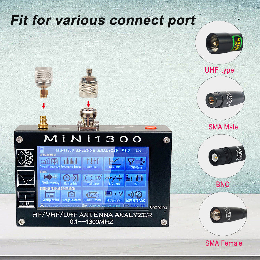 New Upgrade Mini1300 0.1-1300MHz HF VHF UHF ANT SWR Antenna Analyzer 4