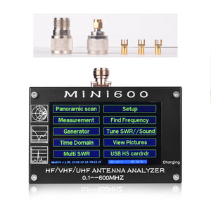 0.1-600MHZ MINI600 Antenna Analyzer HF VHF UHF Continuous Coverage SWR antenna Analyzer MINI600 with 4.3" capactive screen