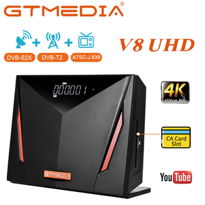 GTMEDIA Satellite TV Receiver V8 UHD 4K Combo TV Box with Smart Card Reader T2-MI Sat Receiver DVB-S2X/T2/C Satellite Firmware, Auto Biss Key, Multi-Room