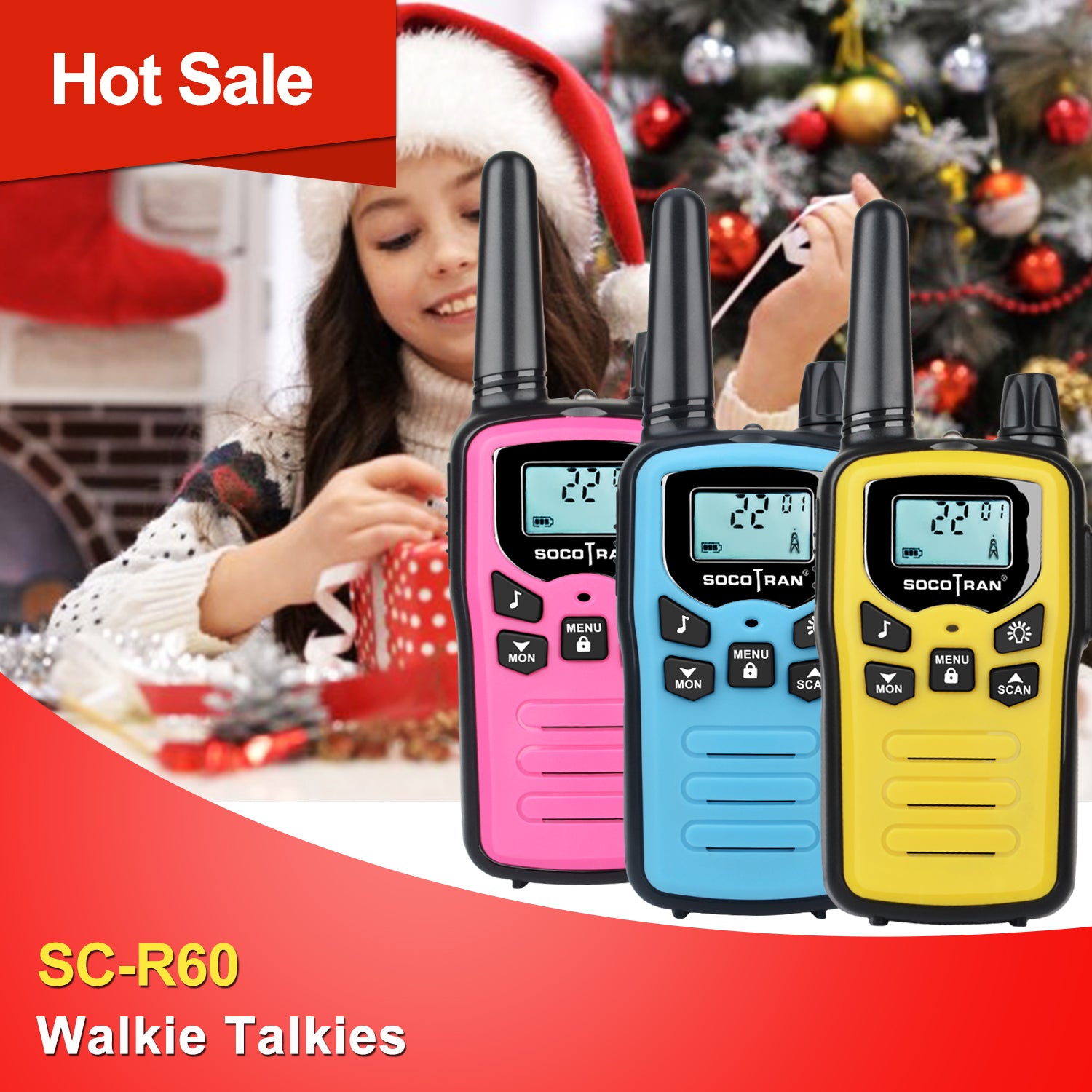 SocoTran PMR 446 License Free Walkie Talkie Scan VOX & Privacy Codes with  Rechargeable Battery Ham 2 Way Radio Adults & Kids Use