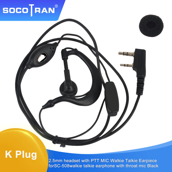 SOCOTRAN Earpiece Walkie Talkie Headset PTT 1-wire Acoustic Tube