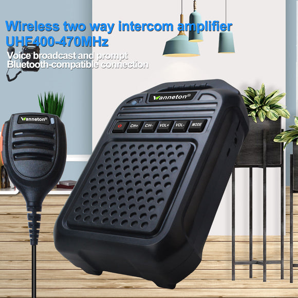 Walkie talkie UHF 400-470MHz Wireless two way intercom amplifier Remote Speaker Microphone TF Card Bluetooth-compatible