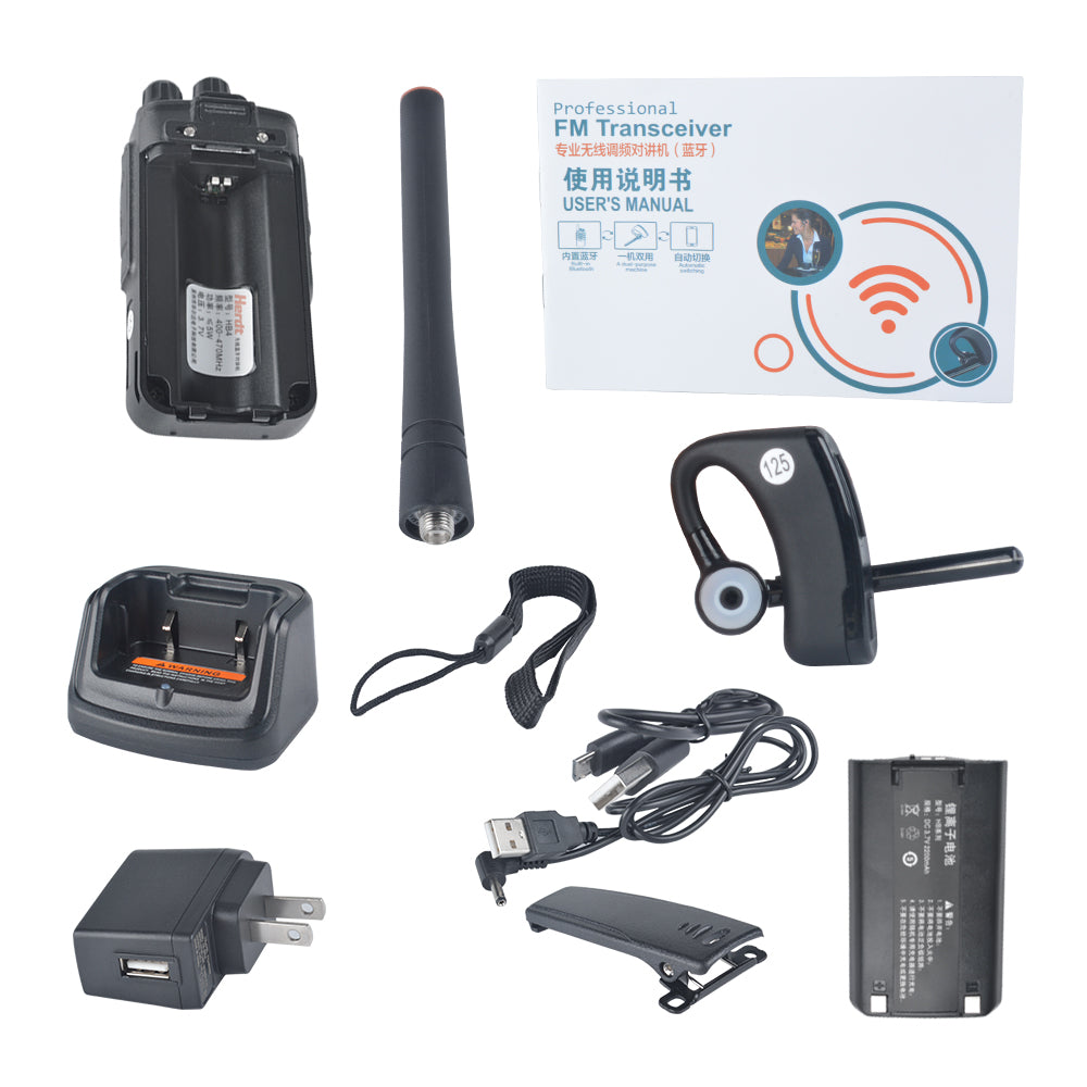 HB1 Bluetooth Walkie Talkie with Wireless Earphone - Herda Radio