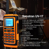 SOCOTRAN UV-17 Walkie Talkie VHF UHF Dual Band Two Way Radio 1800mAh Battery Type-C Rechargeable 5W Big Screen Waterproof IP54