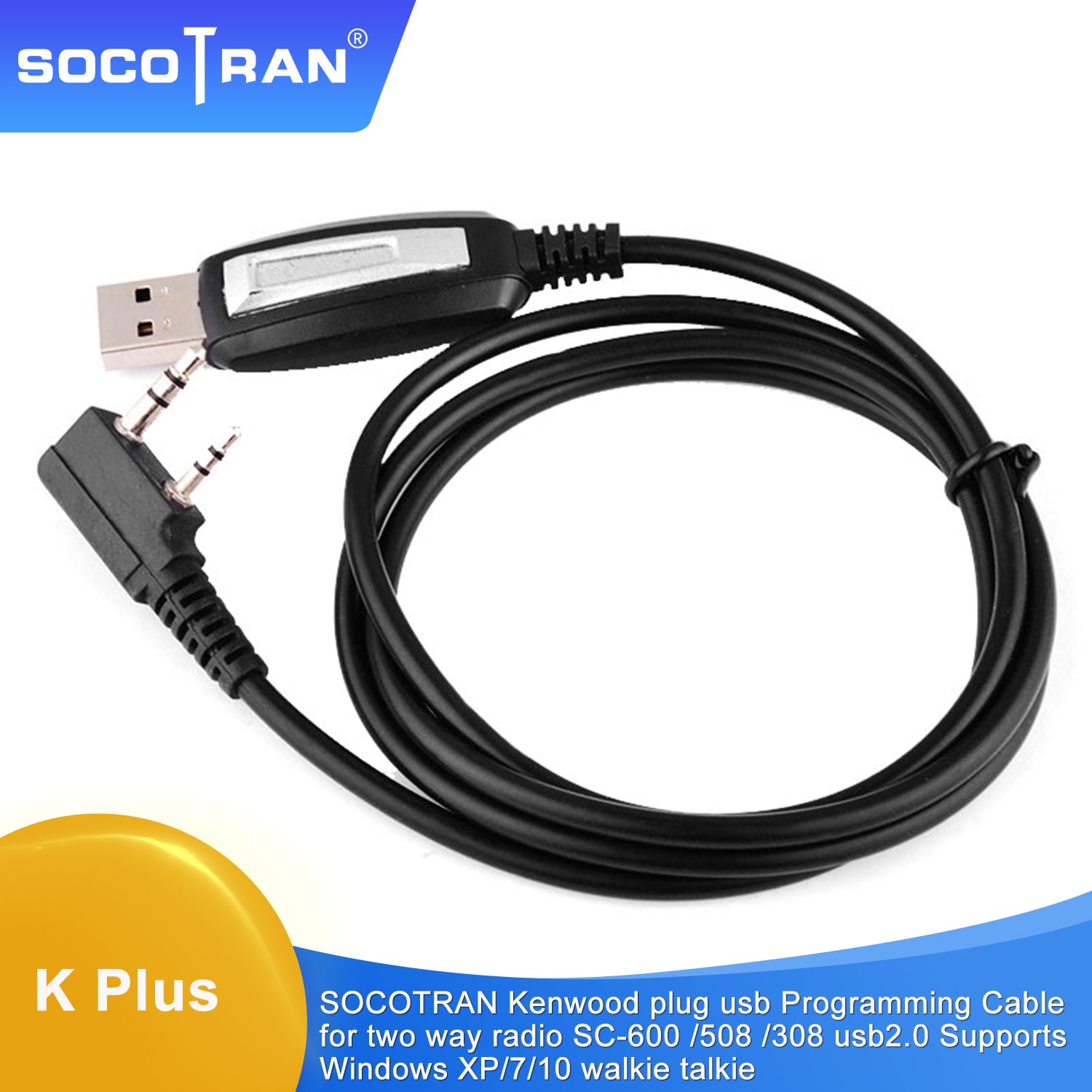 SOCOTRAN USB Programming Cable for Kenwood Portable Handheld SOCOTRAN USB Programming Cable for Kenwood Portable Handheld